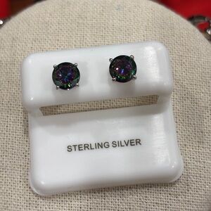 Sterling Silver Mystique Topaz Stud Earrings. 1 Carat. GRA incluided